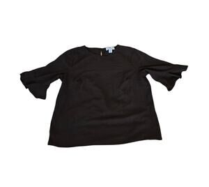 CeCe Black Ruffle Sleeve Blouse Size Small Elegant Flounce Sleeve Top
